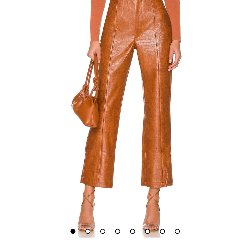 Women's Tan Cropped Faux Leather Pants
